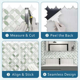 Sunwings adhesive-backed tile during installation on wall or existing surface.