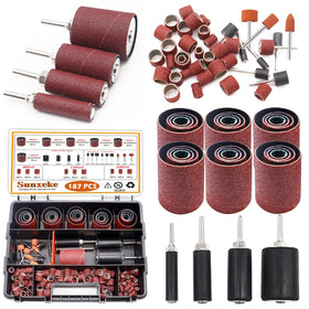 Sunxeke 187-piece sanding drum kit box showing organized components