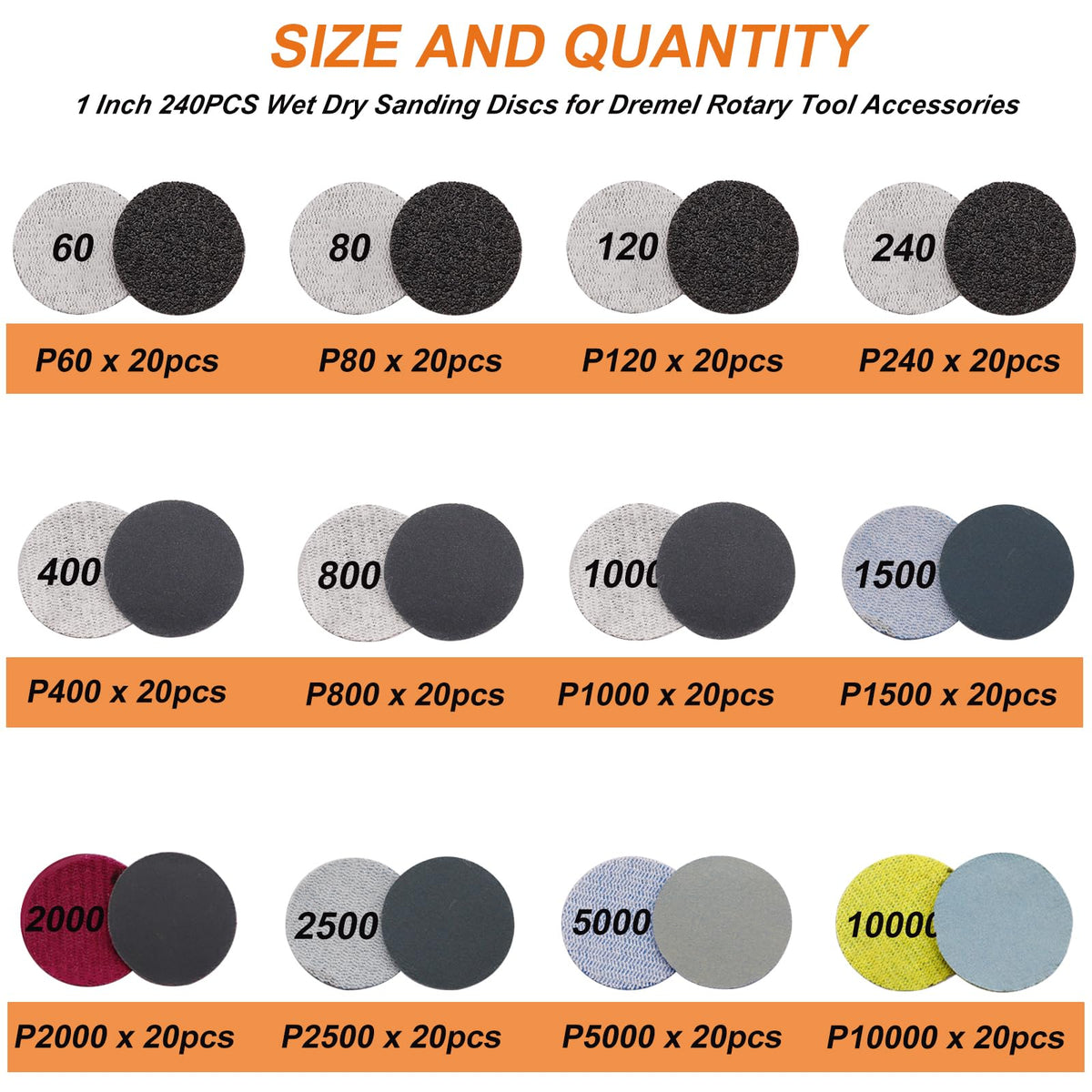 Sunxeke color-coded sanding discs demonstrate an easy, stepwise finishing sequence.