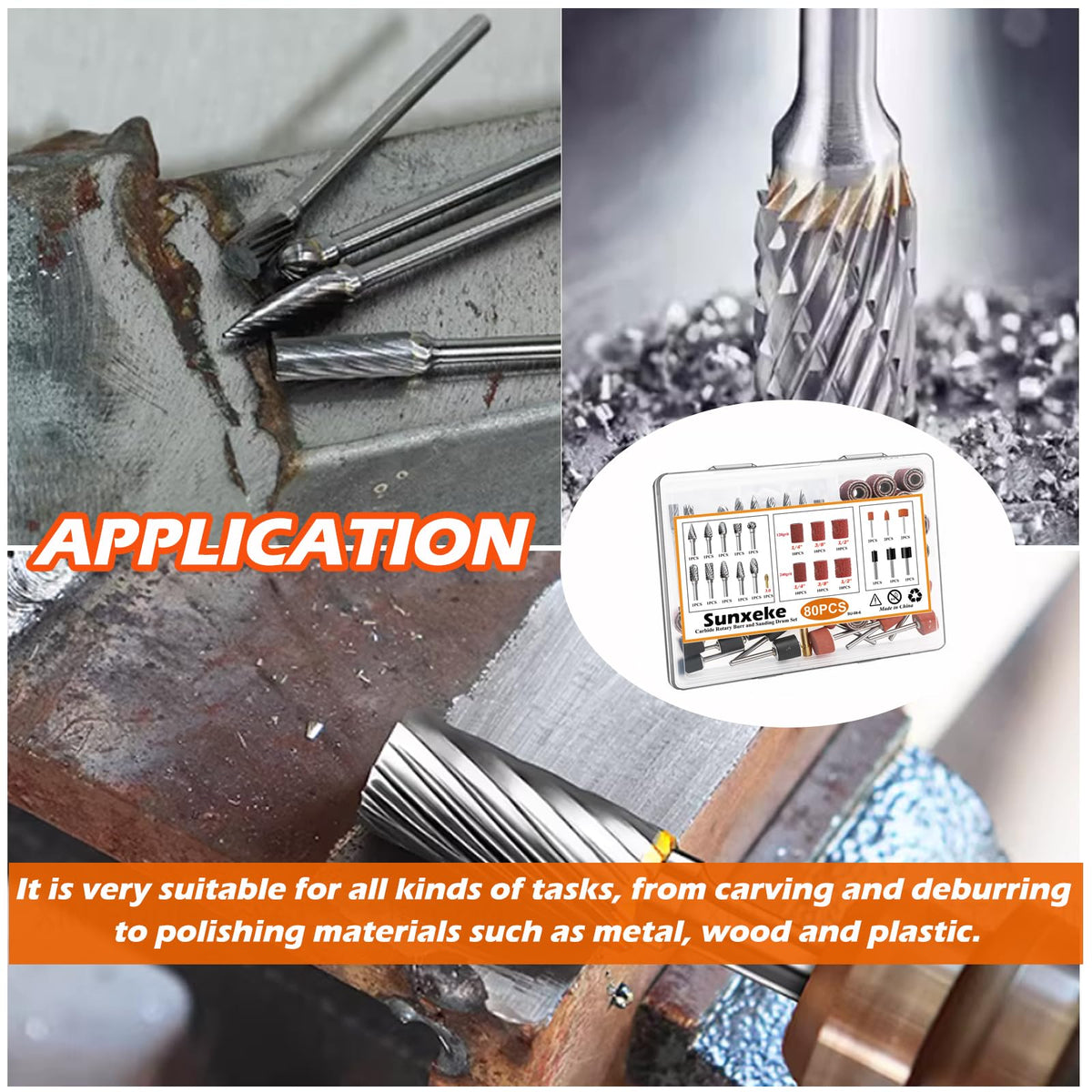 Sunxeke six sanding bits expand shaping and polishing options.