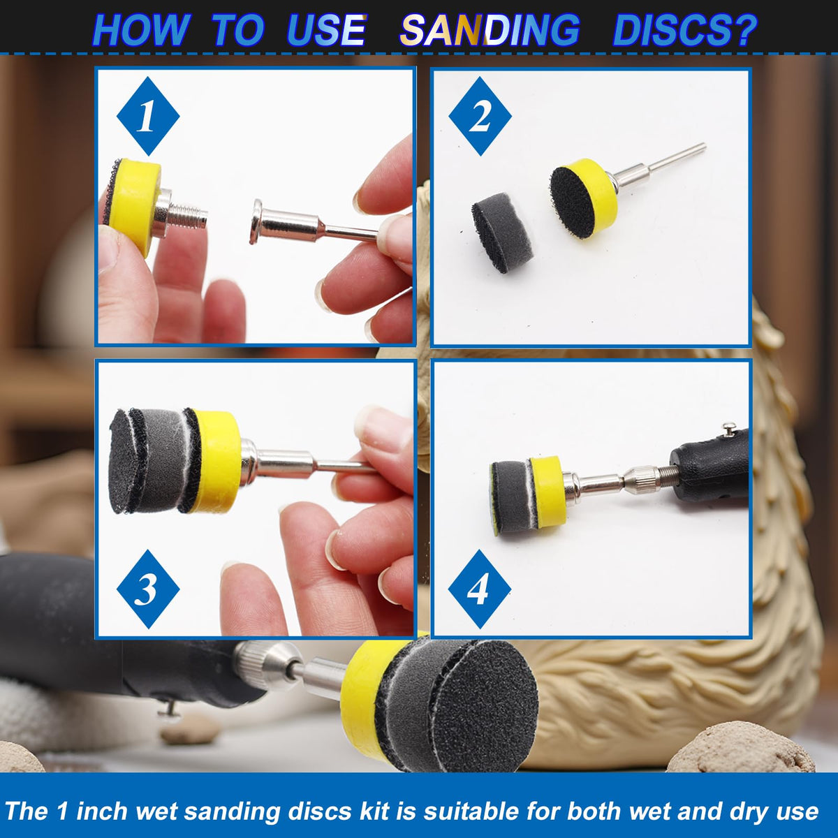 Sunxeke wet-dry sanding discs used with water for a smoother finish.