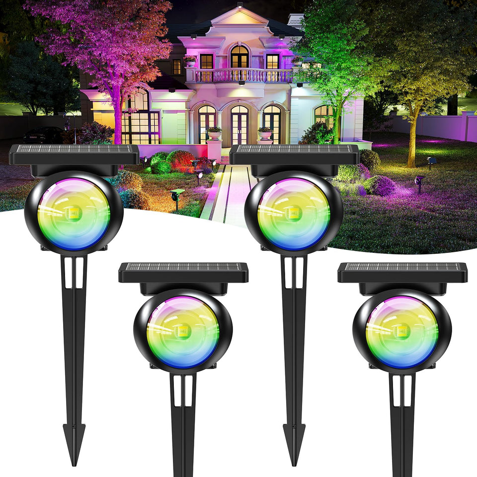 Sunyardlux monocular solar spot light front view provides bright garden accents.