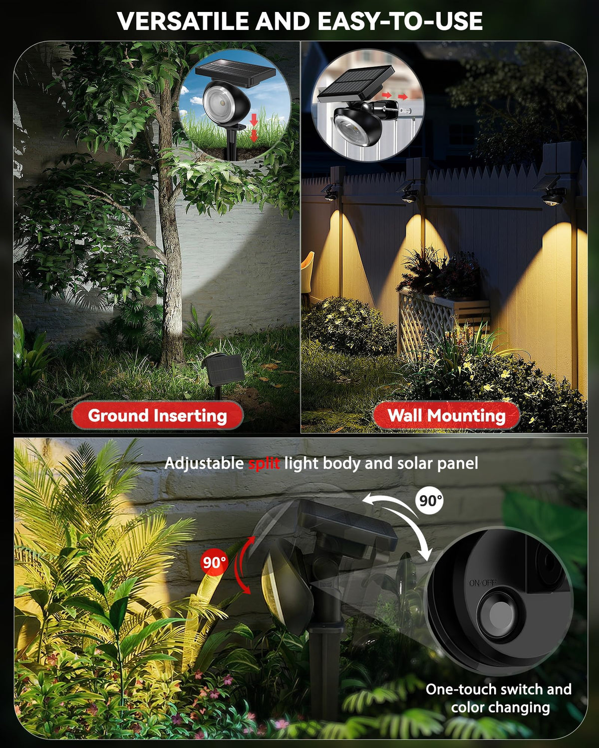 Sunyardlux monocular solar spot light ground stake installation on lawns.