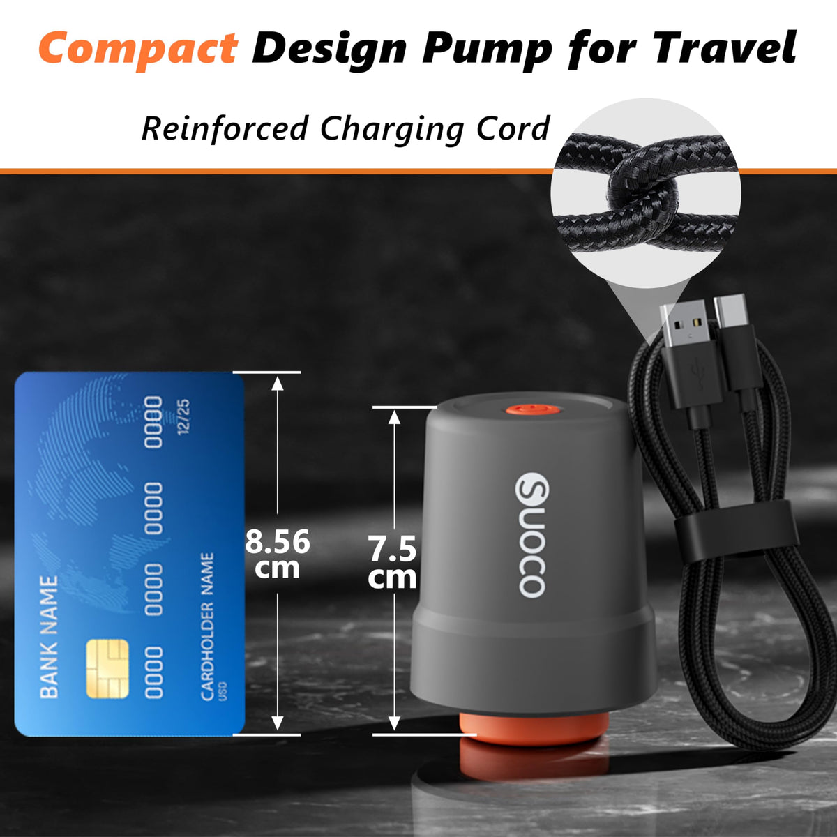 SUOCO cordless vacuum pump used on bags without outlet access