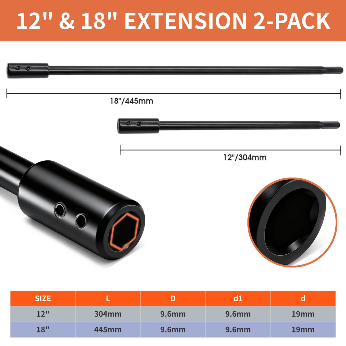 SUOWEEI 18in drill bit extension reaching deep furniture drilling tasks.