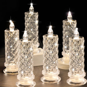 SupBri Rose Shadow LED flameless candles 6-pack illuminate romantic scenes safely.
