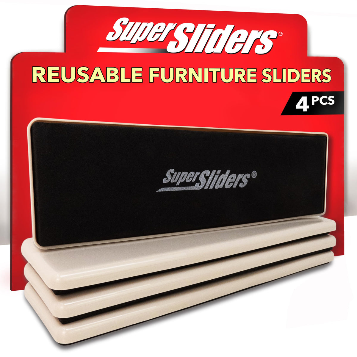 Super Sliders rectangle slider under-bed on beige carpet easing heavy furniture movement.