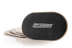 Super Sliders XL beige sliders ready for setup on carpet, shown in-pack arrangement.