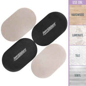 Super Sliders oval dresser slider protects floors while moving bulky items.