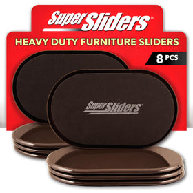 Super Sliders XL oval sliders, brown set of eight, ease heavy furniture moves on carpet