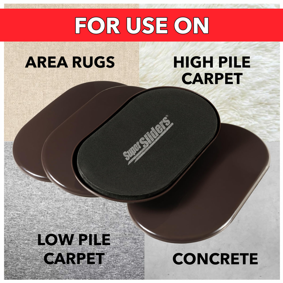 Super Sliders XL oval sliders under bed for easy repositioning on carpet