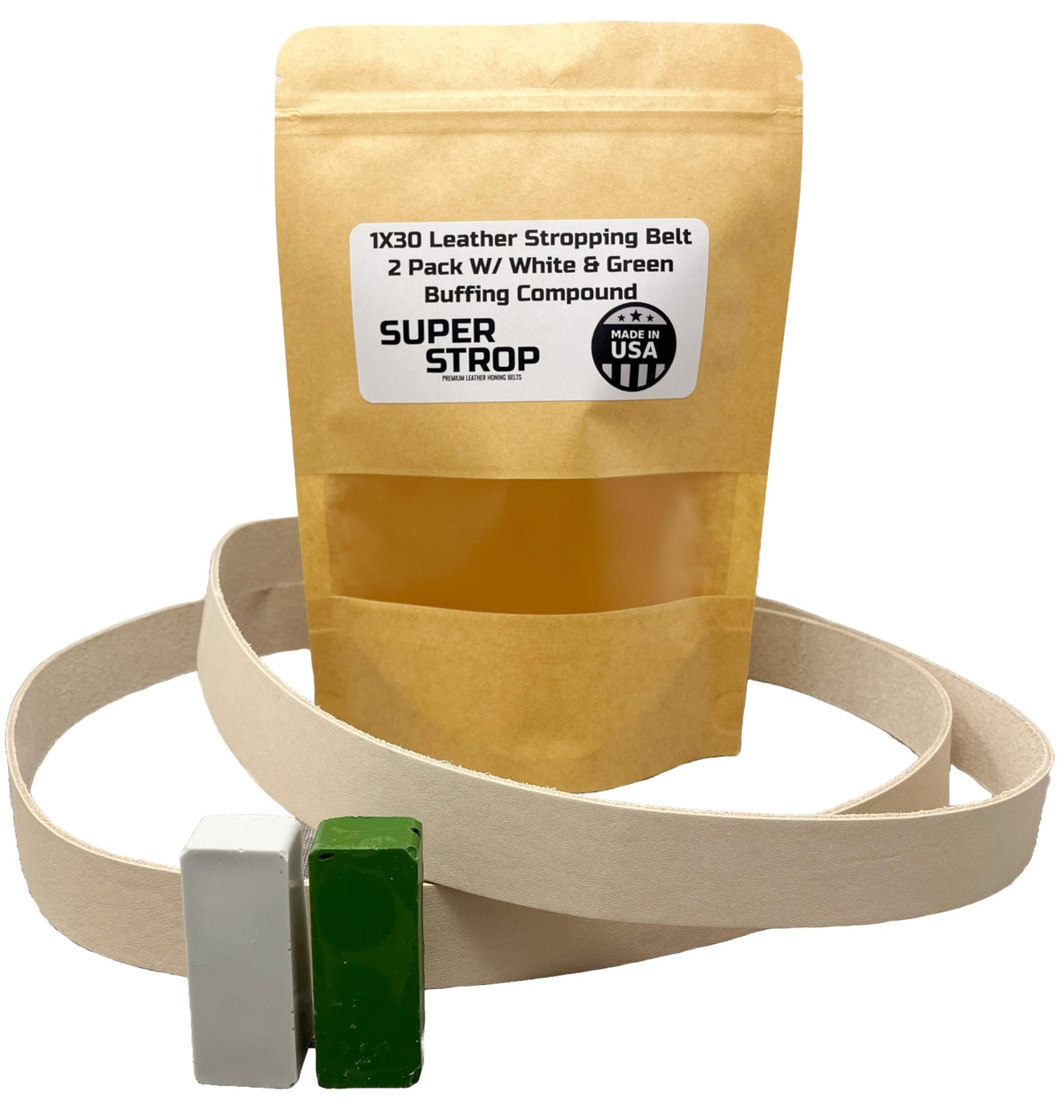 Super Strop 1x30 leather honing belt front view for precise stropping