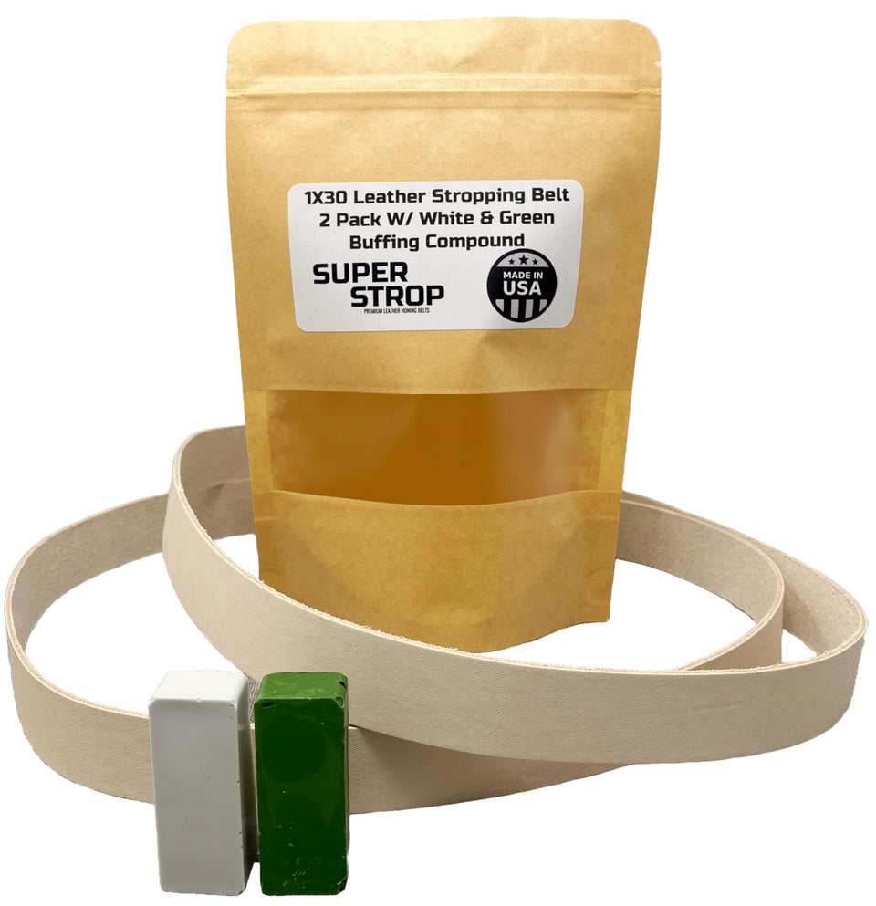 Super Strop 1x30 leather honing belt front view for precise stropping
