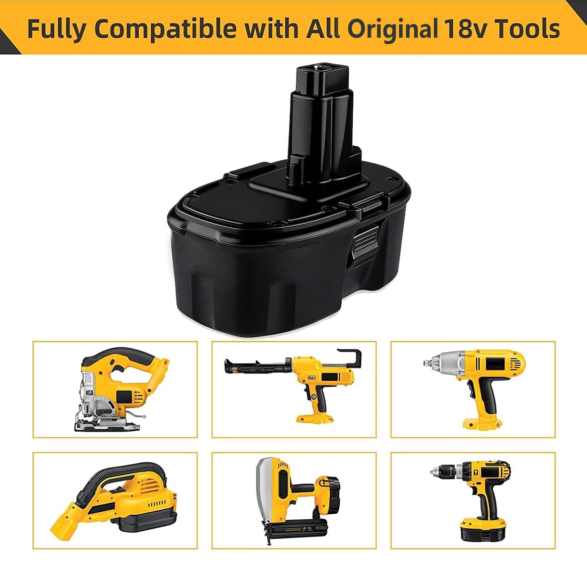 SupeRakita 18V battery in use powering DeWALT cordless tools.