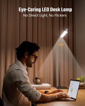 SUPERDANNY eye-caring desk lamp gooseneck enables 360-degree directional lighting.