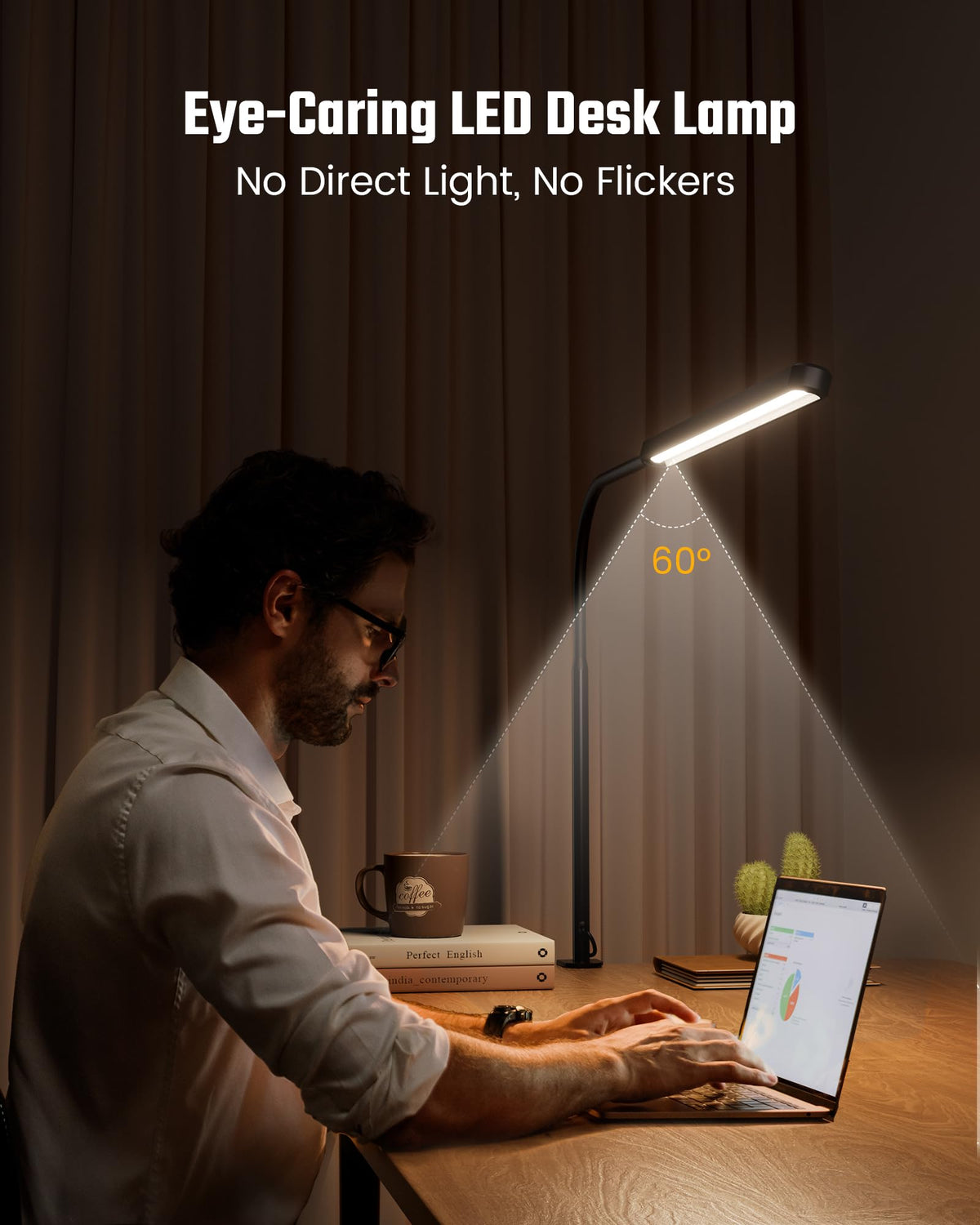 SUPERDANNY gooseneck desk lamp demonstrates 360° flexibility for precise task lighting