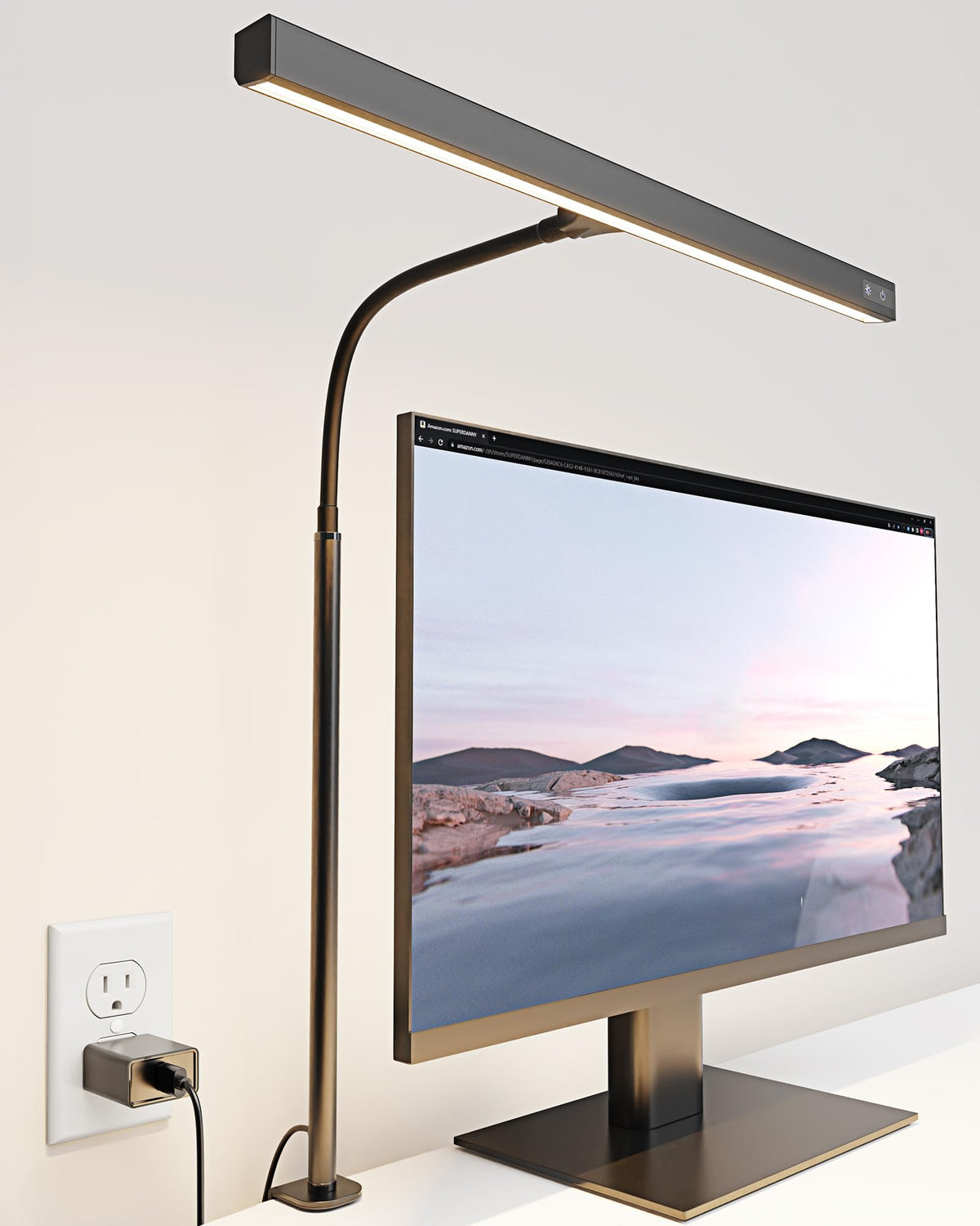 SuperDANNY LED desk lamp clip mount showing secure clamp for tidy desk space
