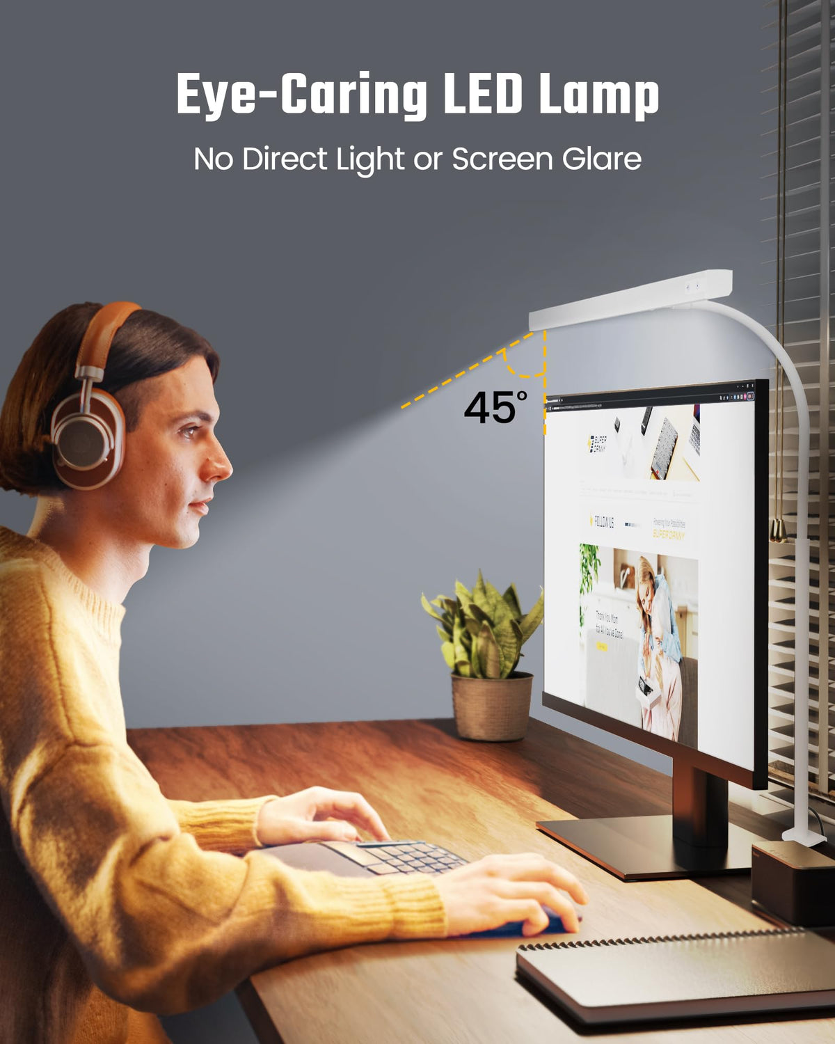 SUPERDANNY LED desk lamp gooseneck 360 flexing for precise positioning