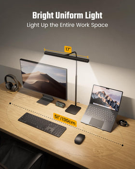 Flexible gooseneck design enables precise screen focused illumination