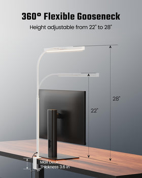 SUPERDANNY LED desk lamp in-use at night with soft glow on the workspace