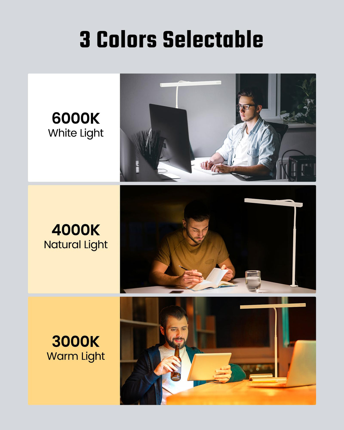 SUPERDANNY LED desk lamp touch-control panel for quick brightness and color tweaks