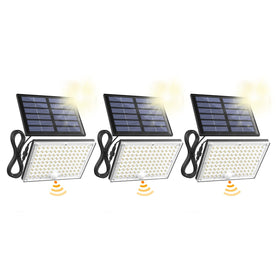 SUPERDANNY solar outdoor lights front view with 113 LEDs for broad yard illumination.