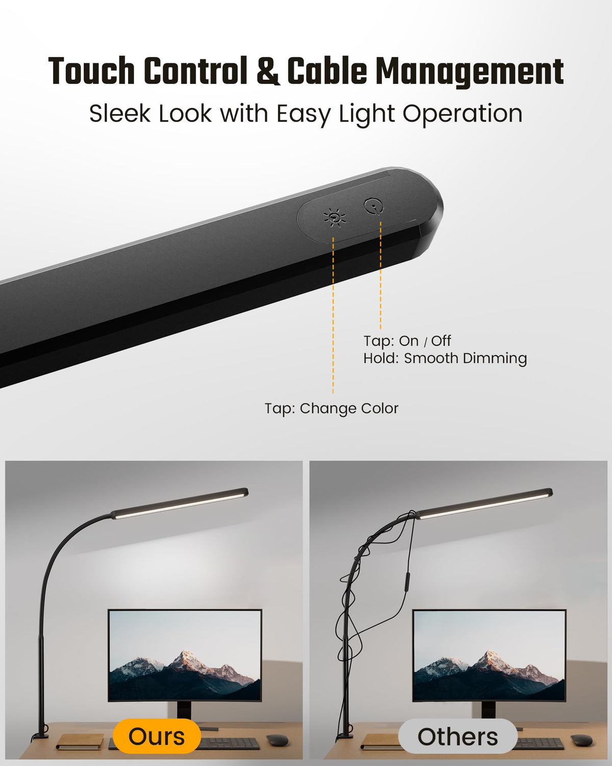 SUPERDANNY touch control lamp head enables easy brightness and color adjustments