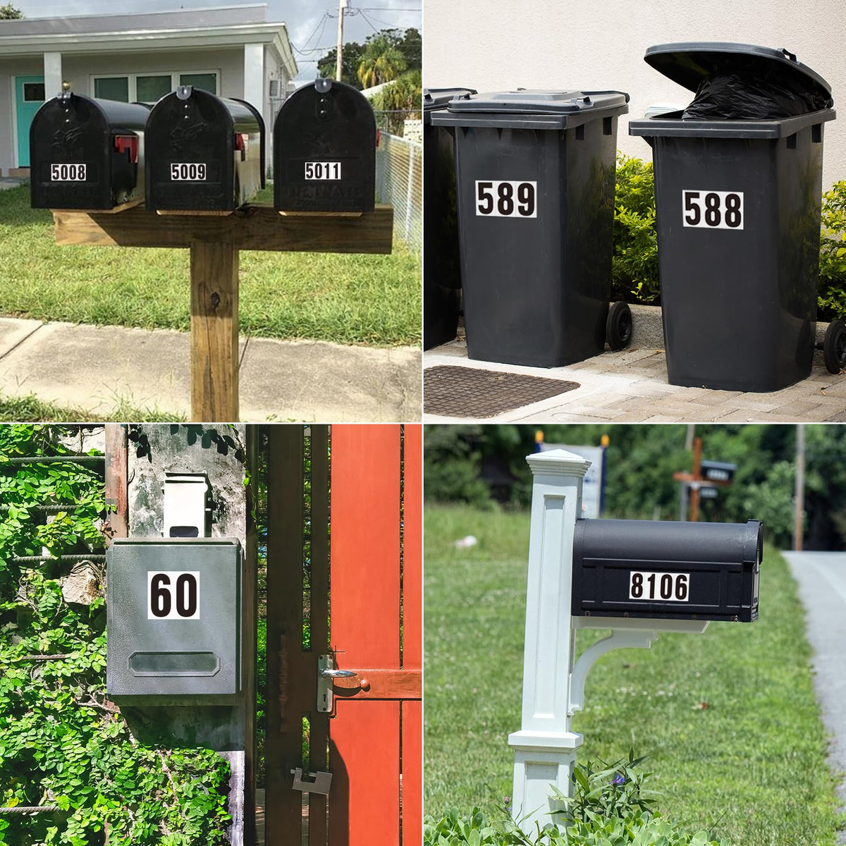 Superflash easy-apply number stickers for smooth surfaces, quick outdoor labeling.