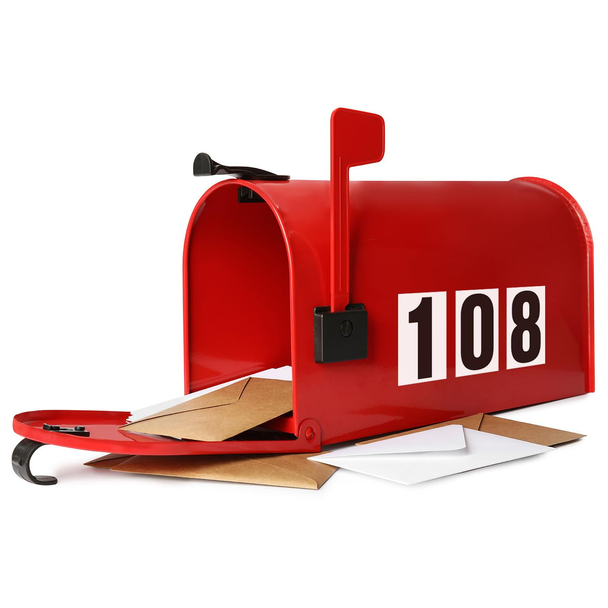 Superflash mailbox numbers in white and black, versatile for any exterior.