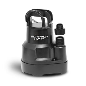Superior Pump 91014 front view shows durable thermoplastic housing for water removal