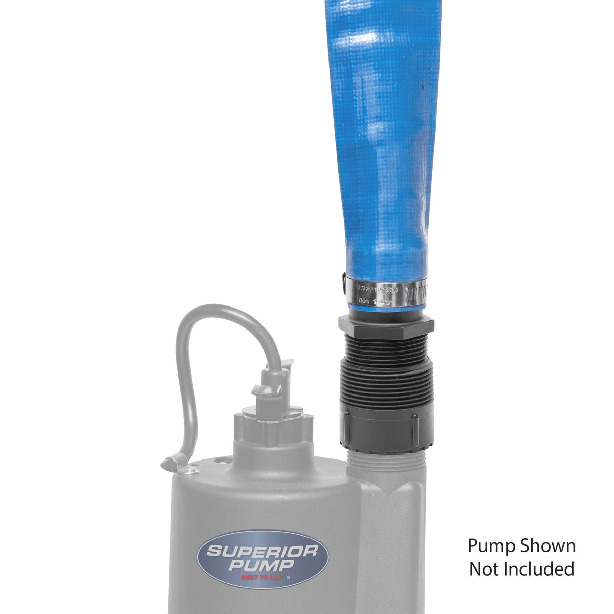 Superior Pump 1-1/2 inch FPT to MPT coupler for quick setup.