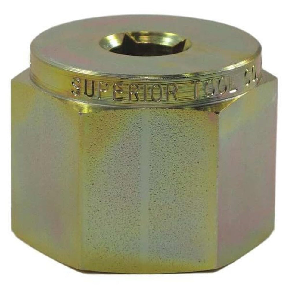 Superior Tool Mr. Thread Cleaner gray illustrates a compact tool renewing outdoor faucet threads