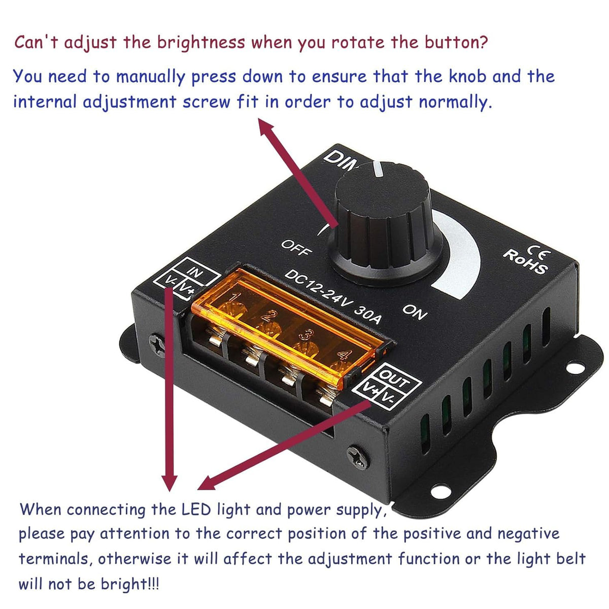 SUPERNIGHT LED-strip dimmer compatibility with 5050, 3528, and 5630 segments.