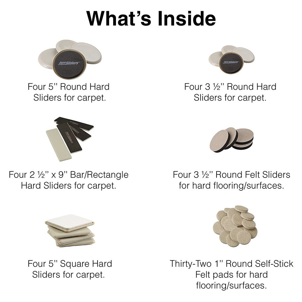 Super Sliders round 5inch carpet sliders for easy furniture relocation
