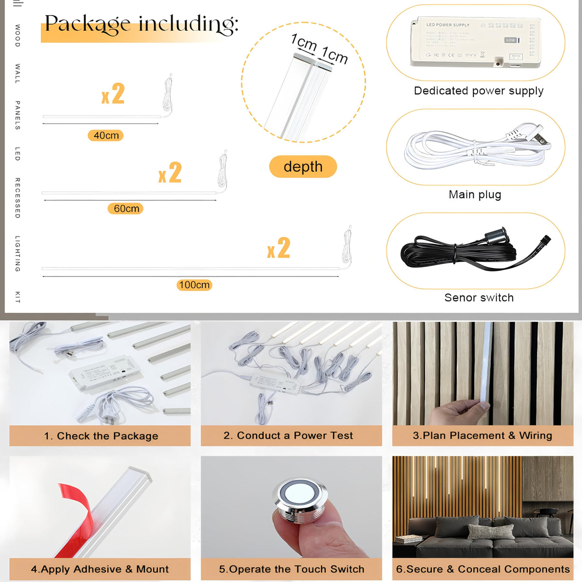 Superyofo 4000K dimmable touch switch LED strip for ambient home lighting.