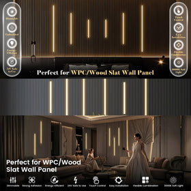 Superyofo self-adhesive wood slat panel strip light for quick, clean installations.