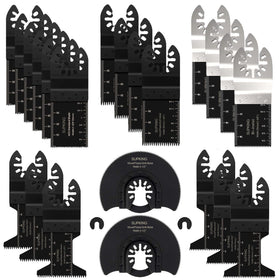 SupKing 24Pcs oscillating blades with durable alloy steel for smooth wood and metal cuts.