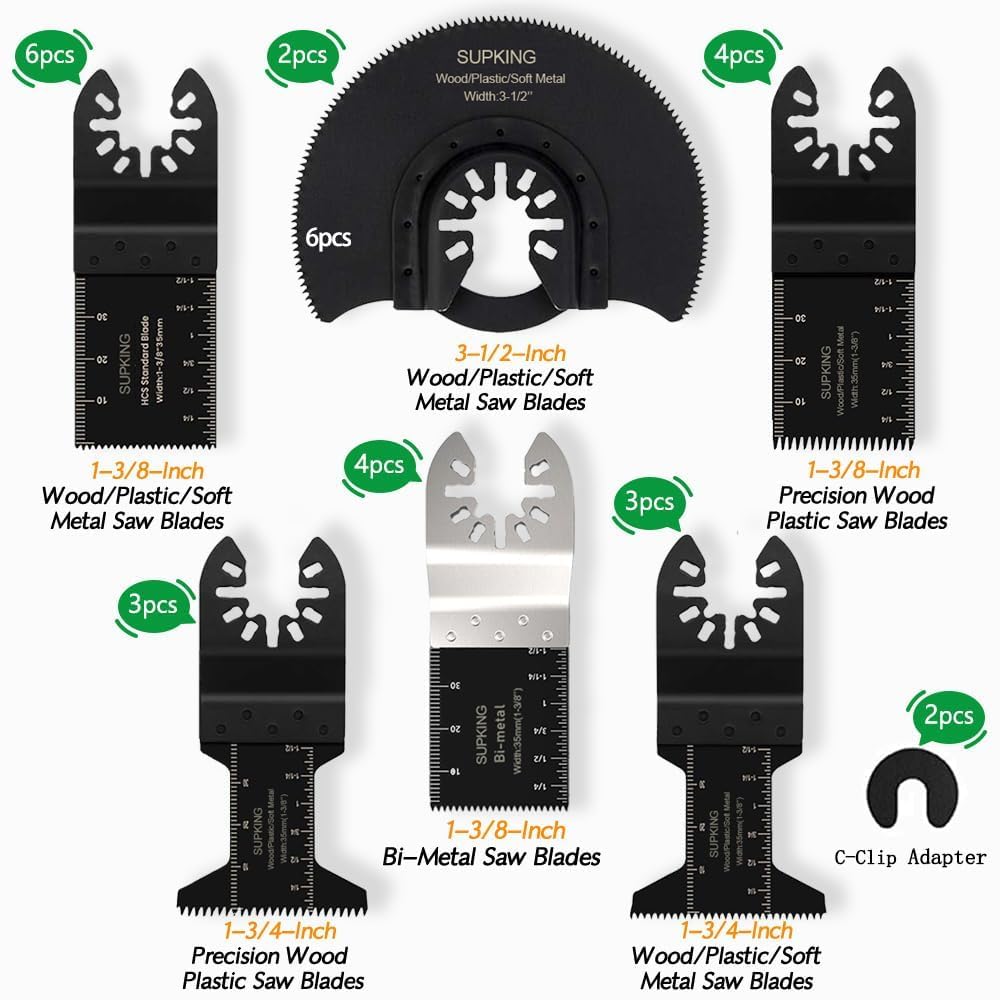 SupKing multitool blades with precision tooth for accurate, fast trimming and shaping.