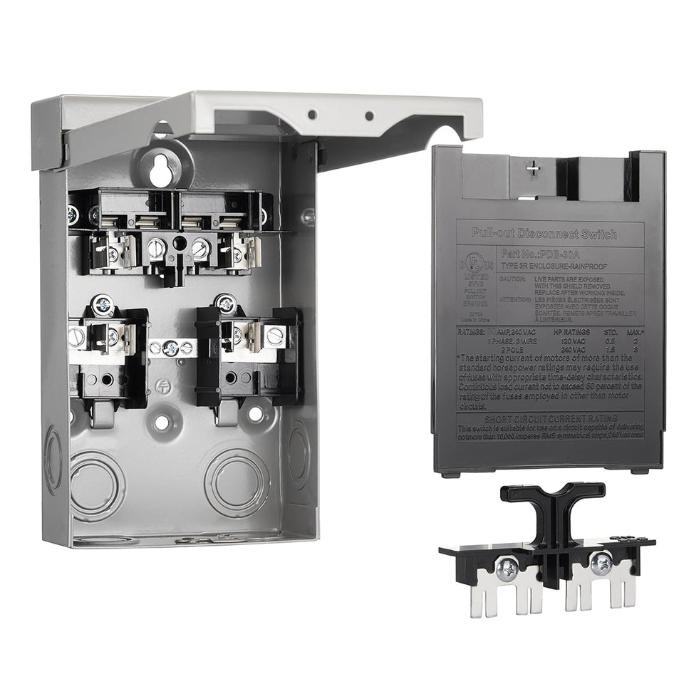 Suplevel 30A fused AC disconnect box with pull-out switch for easy control