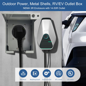 Suplevel EV 14-50R receptacle close-up highlights durable connectors.