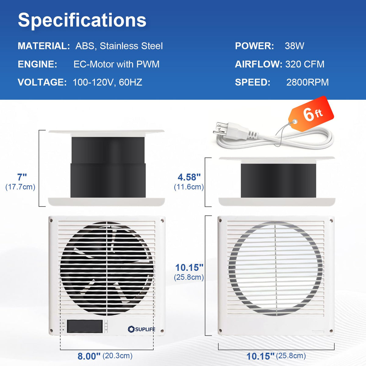 Suplife durable frame resists dust for long-lasting operation.