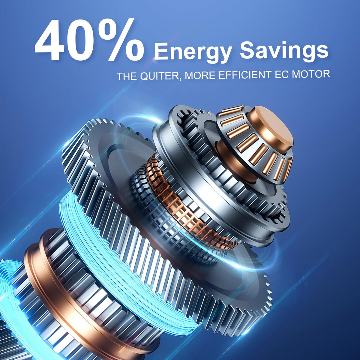 Suplife EC motor and dual bearings highlight durable, energy-efficient performance.