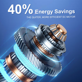 Suplife EC motor and dual bearings highlight durable, energy-efficient performance.