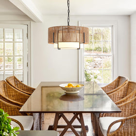 SupMaka 4-Light Rattan Chandelier ceiling-mount configuration with adjustable drop.