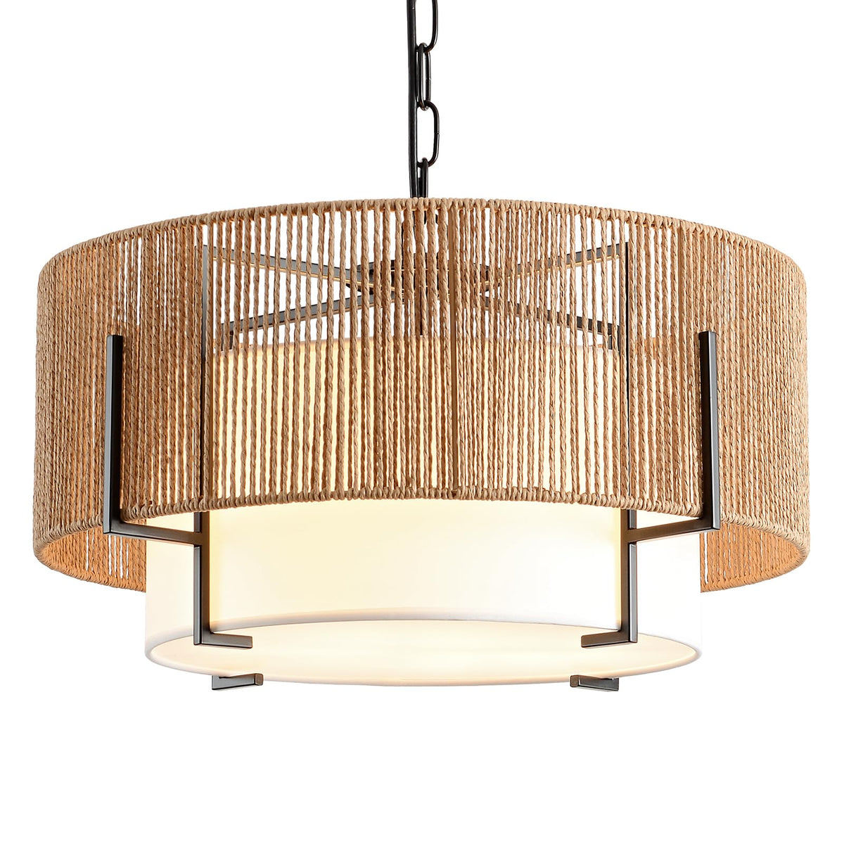 SupMaka 4-Light Rattan Chandelier suitable for entryways with inviting glow.