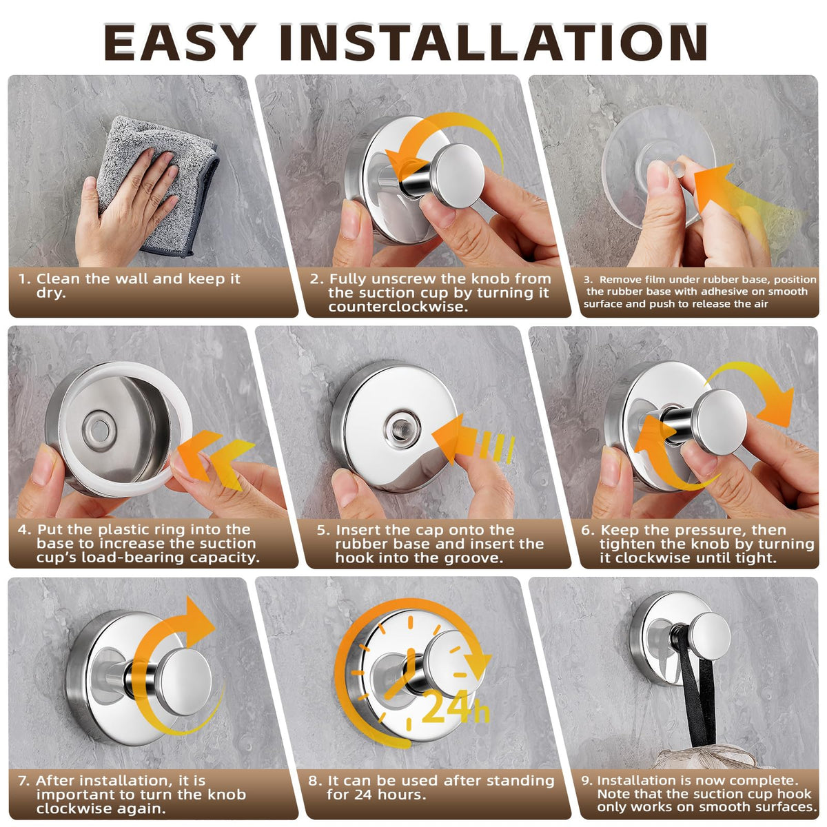 Supopular suction hook resists humidity and rust in wet areas