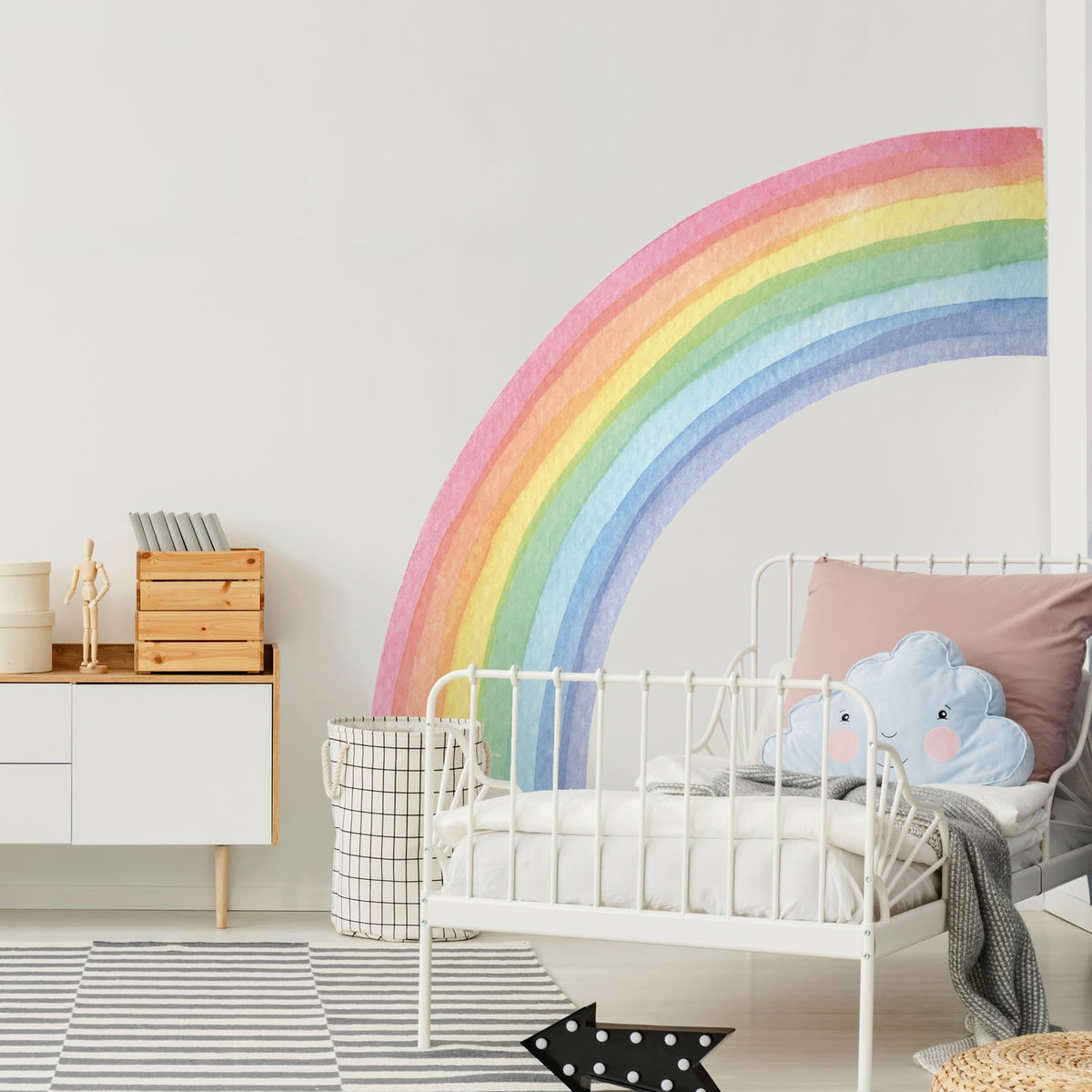 Supzone rainbow wall sticker half watercolor panel—large coverage on bare walls.