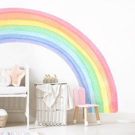 Supzone rainbow wall decal half watercolor panel—nursery decor that brightens spaces.