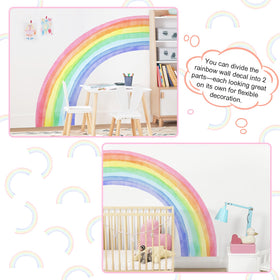 Watercolor rainbow peel-and-stick wall art by Supzone in nursery