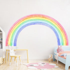 Easy-apply rainbow decal demonstrates removable adhesive on clean walls
